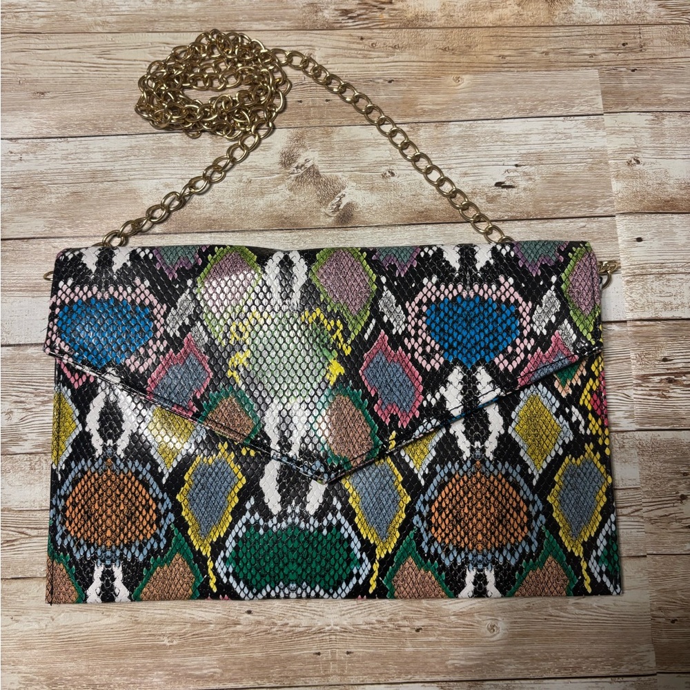 Multicolor Snake Print Chain Bag